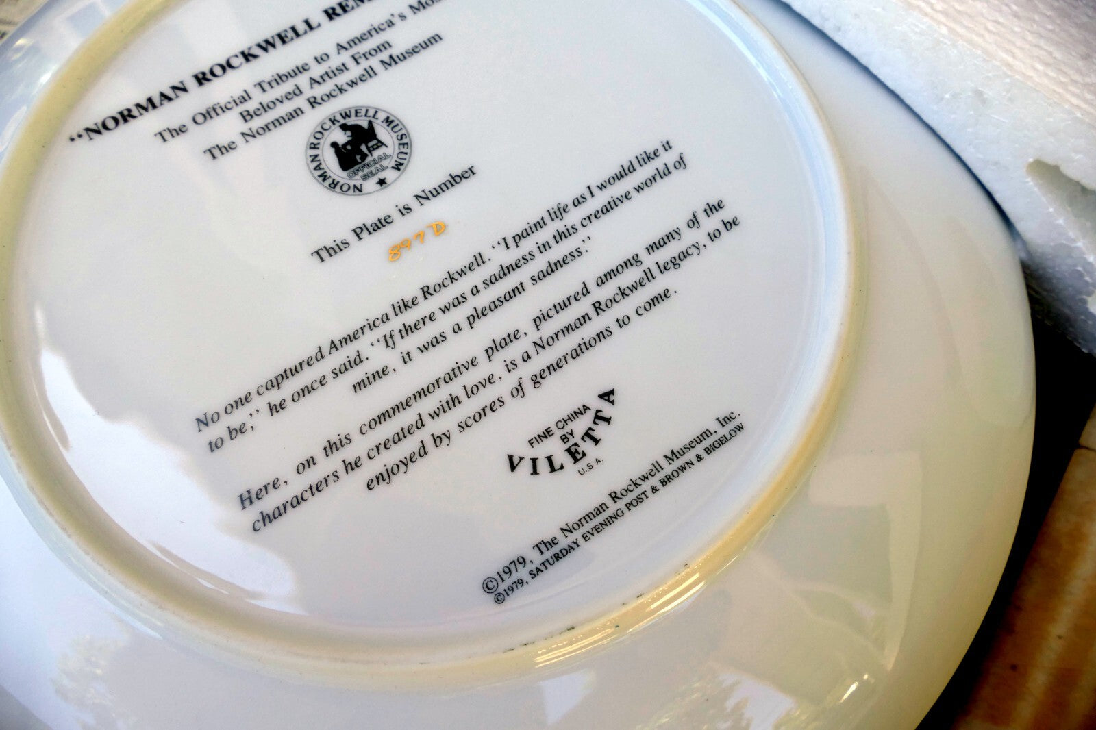 Norman Rockwell Remembered 1979 Limited Edition Plate w/ COA author artist