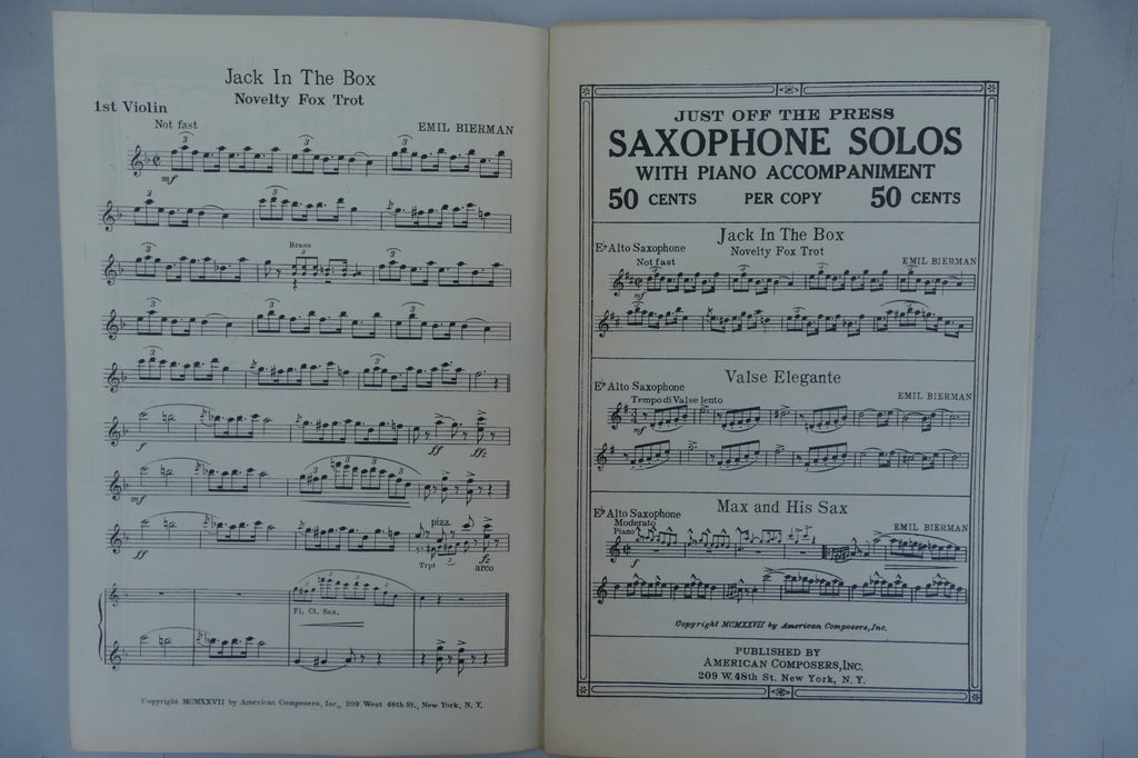 Jack in the box novelty fox-trot 1927 by Emil Bierman, American Composers Inc.