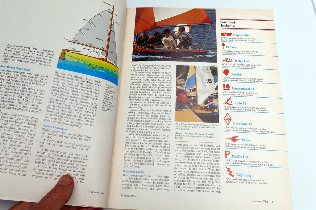 Summer 1974 Chevron USA Travel Club Magazine Small Boat Sailing Oregon's Sahara