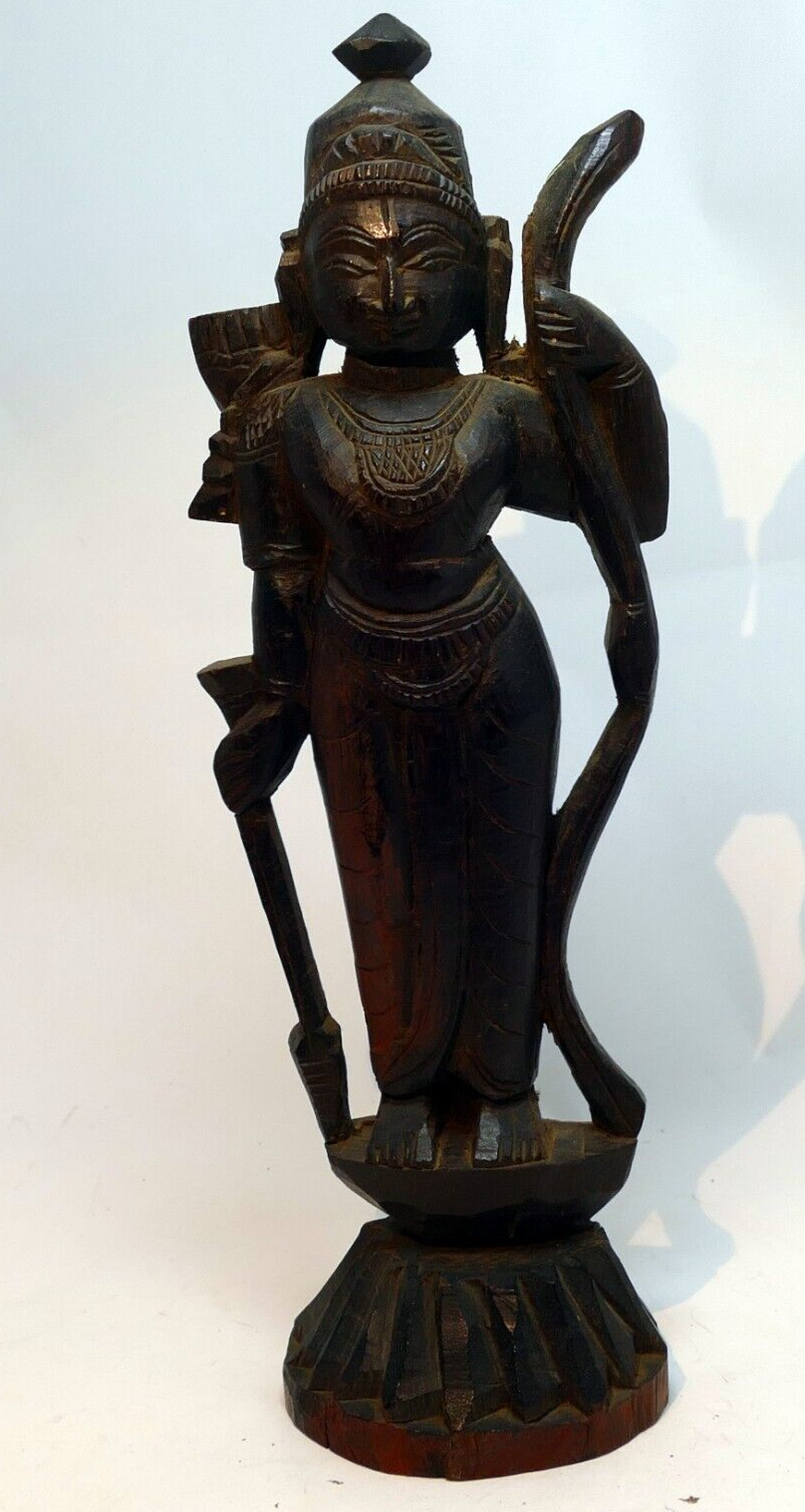 Wood hindu statue hand carved god shri ram rosewood