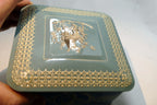 Wedgewood-Style Candy Tin Made in Holland blue teal white  girl with cherubs