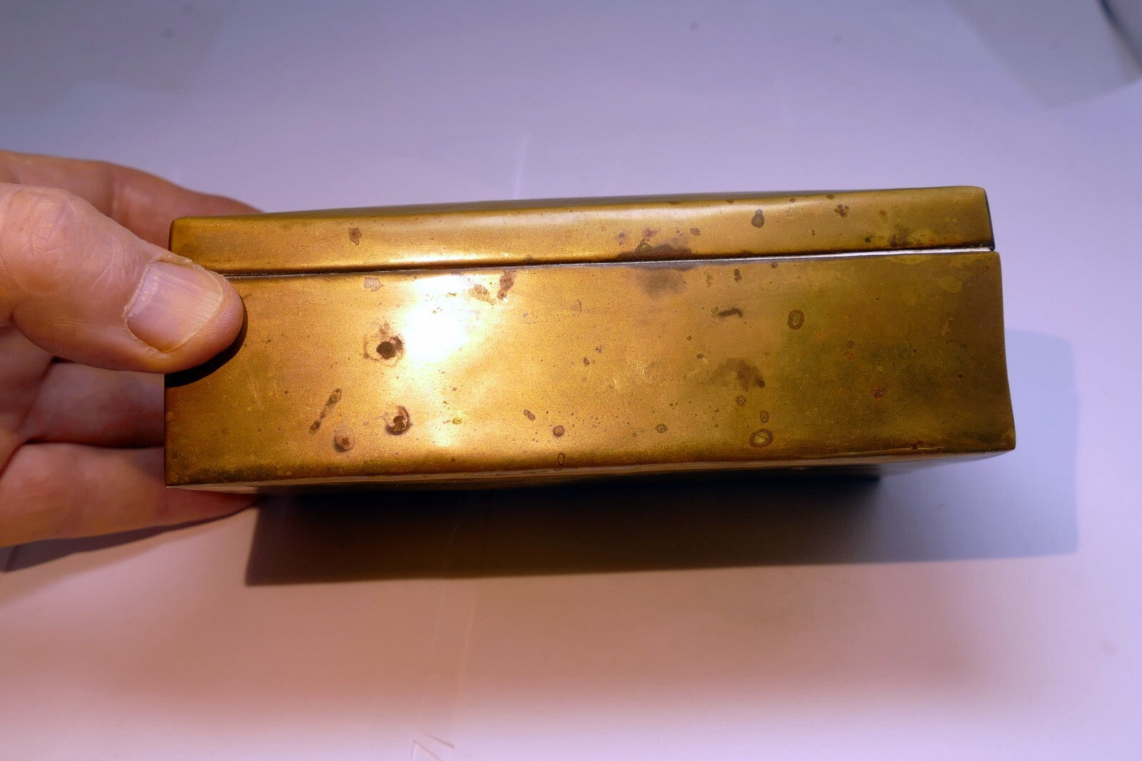 BRONZE AND WOOD TRINKET BOX INDIAN Native Inuit Sun god antique vintage