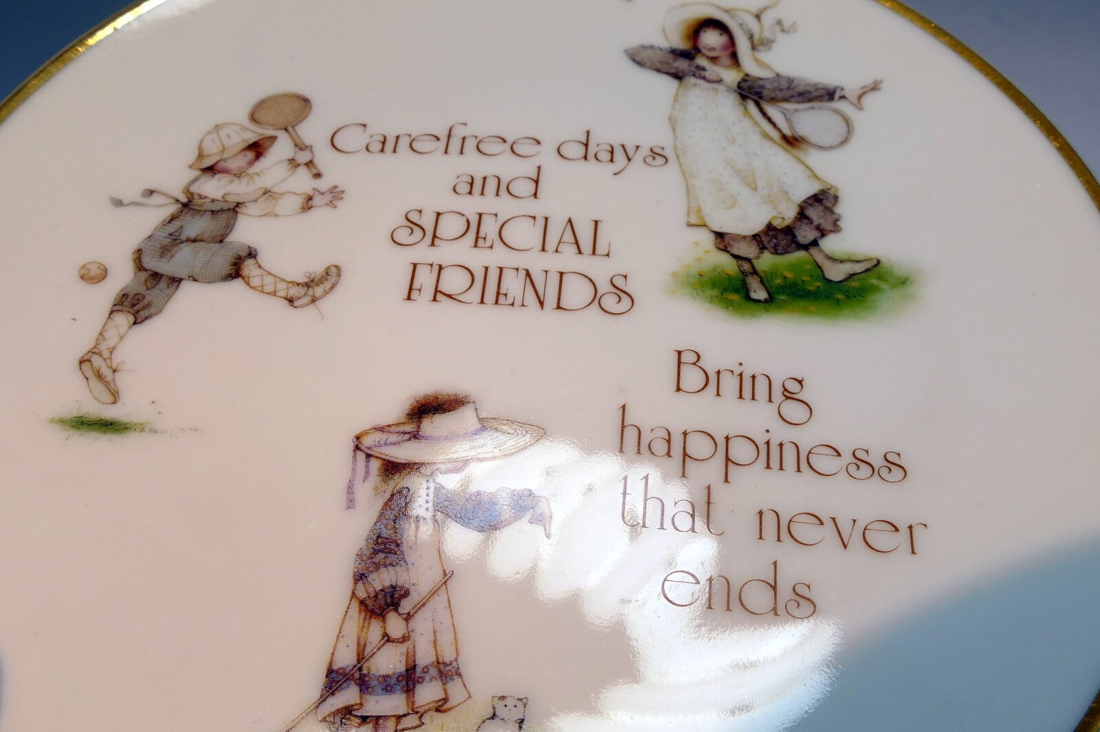 Special Friends Plate Genuine Porcelain Lasting Memories 6" Gold Trim Japan