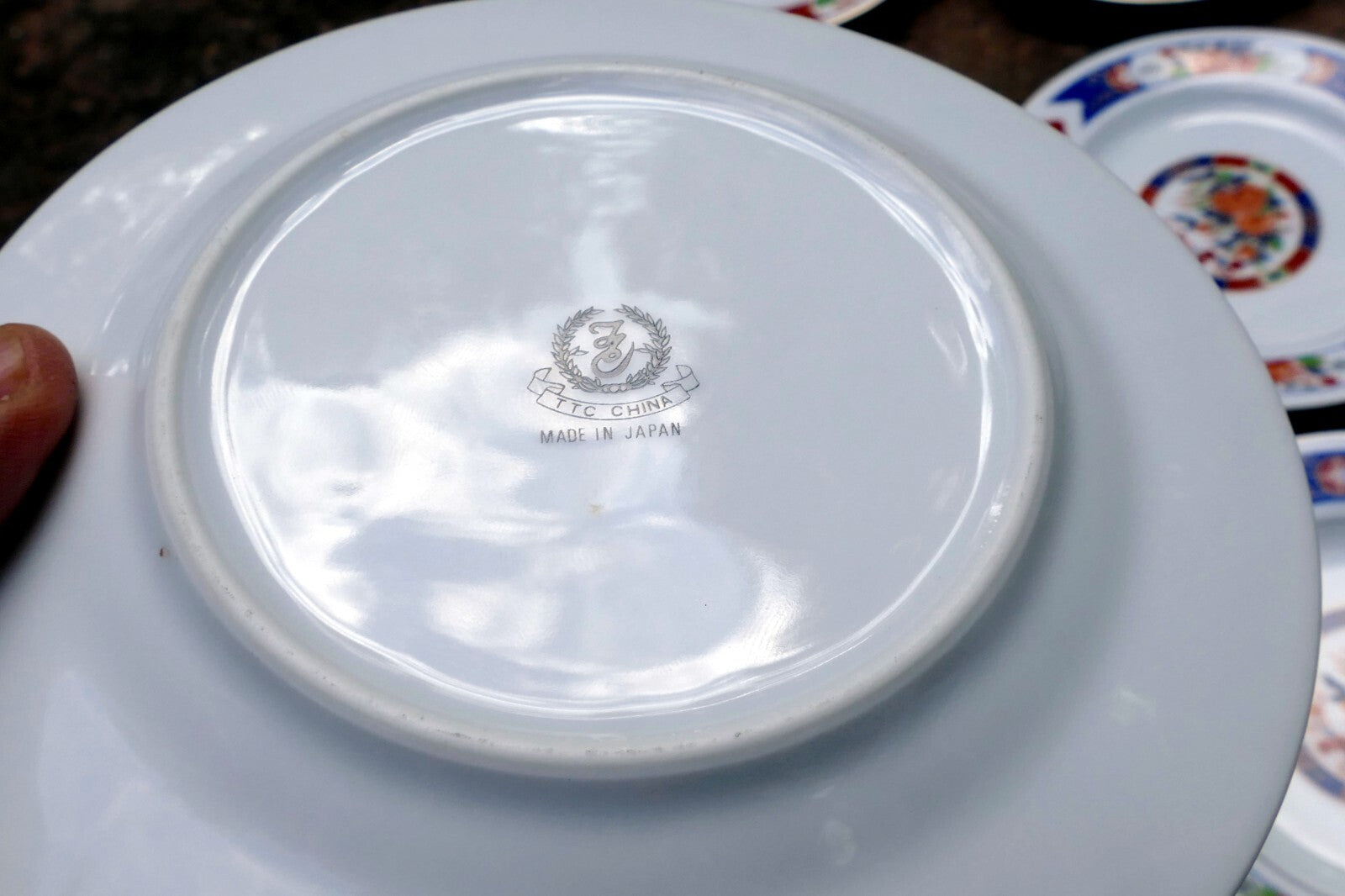 7 TTC China 6.2" Round Desert Plate Gold trim TTN1 Red-Blue Floral made in Japan