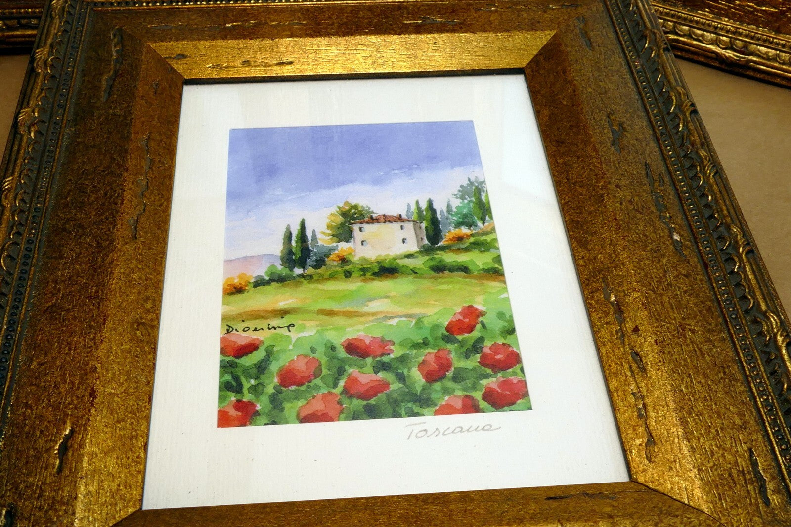Pack of 3 Italy Tuscany style prints Framed signed Dianne lot of three