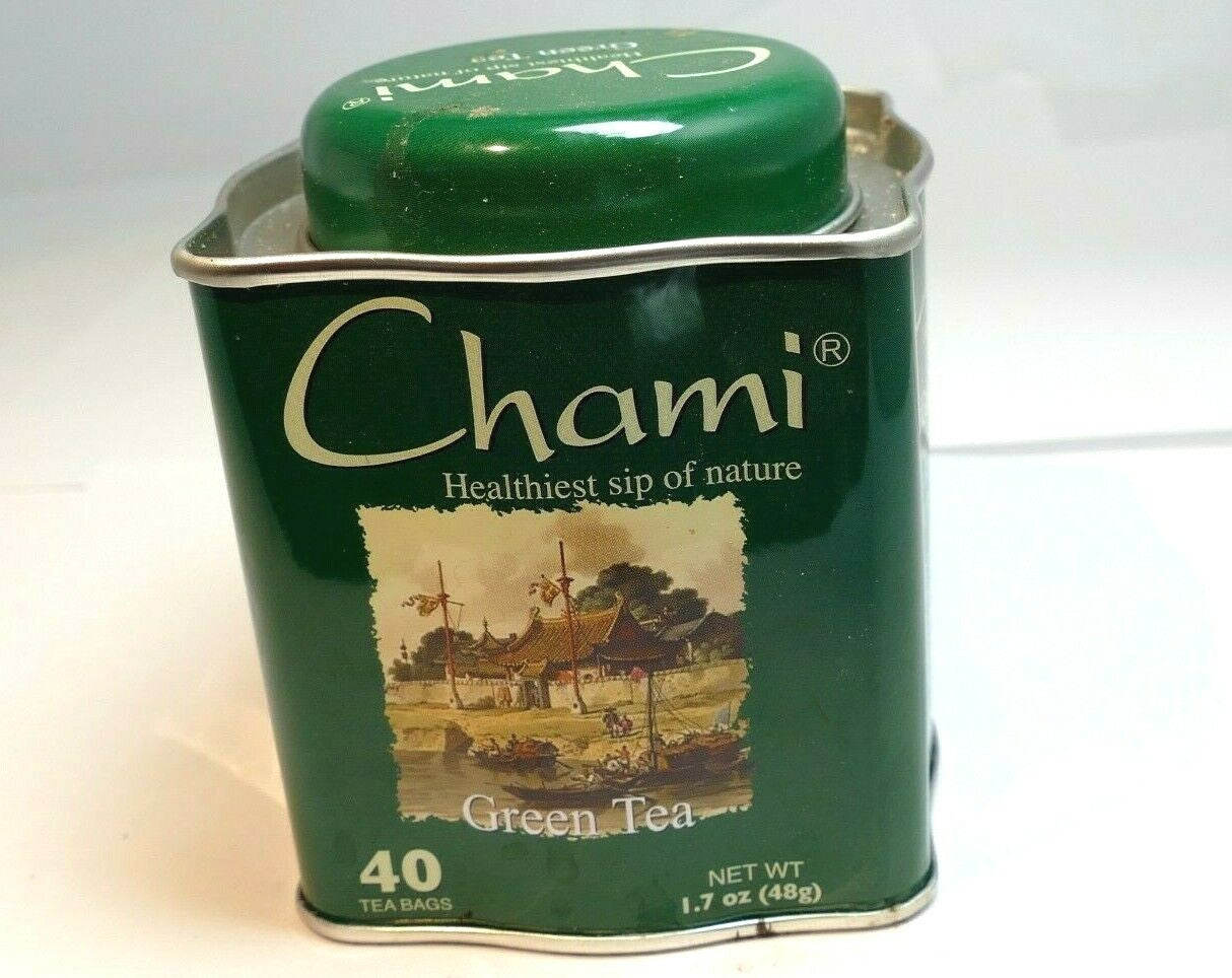 Empty tin box tea can chami green tea 3x3x3"