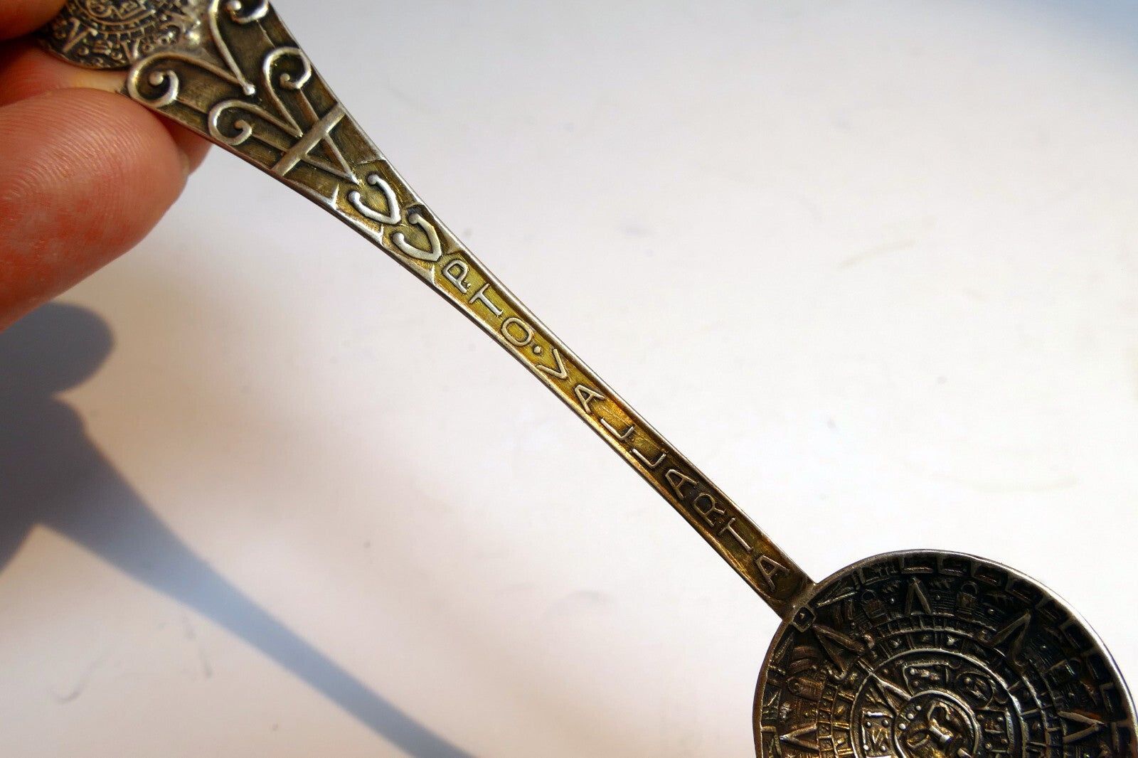 925 Sterling Silver - Acapulco Aztec Calendar Spoon -  Mexico 10 gr.
