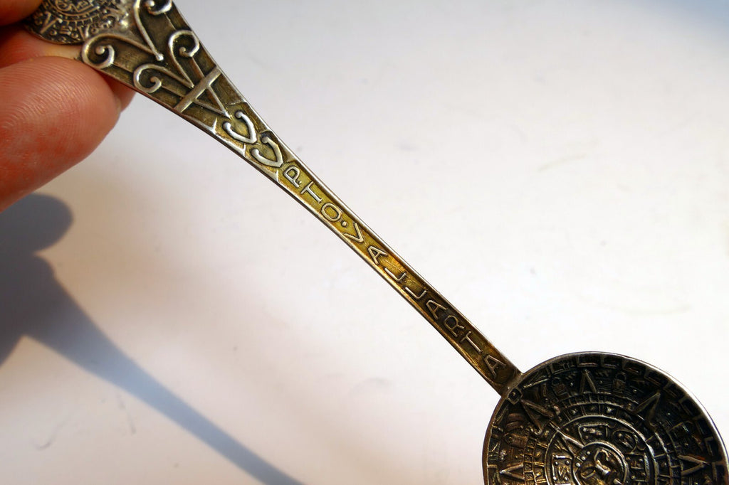 925 Sterling Silver - Acapulco Aztec Calendar Spoon -  Mexico 10 gr.