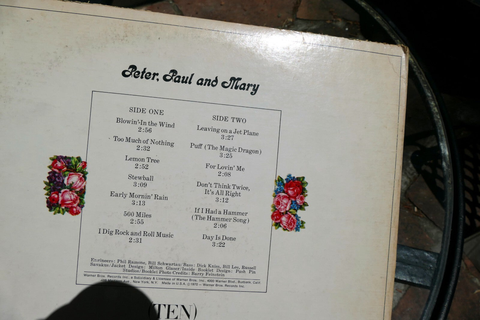 COVER ONLY FOR  - The Best Of Peter Paul and Mary 10 Years Together LP WB 2552