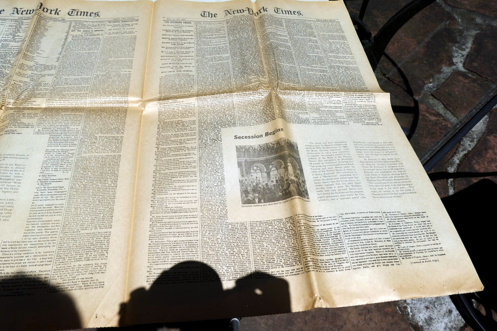 New York Times  Dec. 21,  1860 - Reprint - Civil War, South Secession Begins