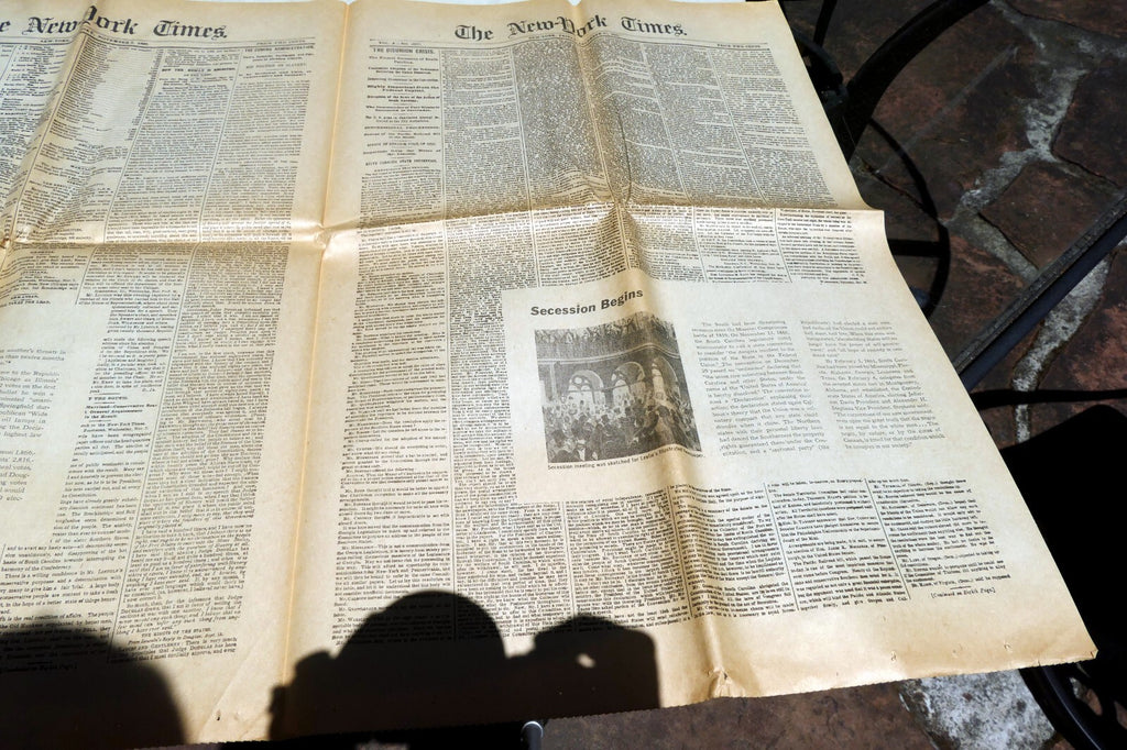 New York Times  Dec. 21,  1860 - Reprint - Civil War, South Secession Begins