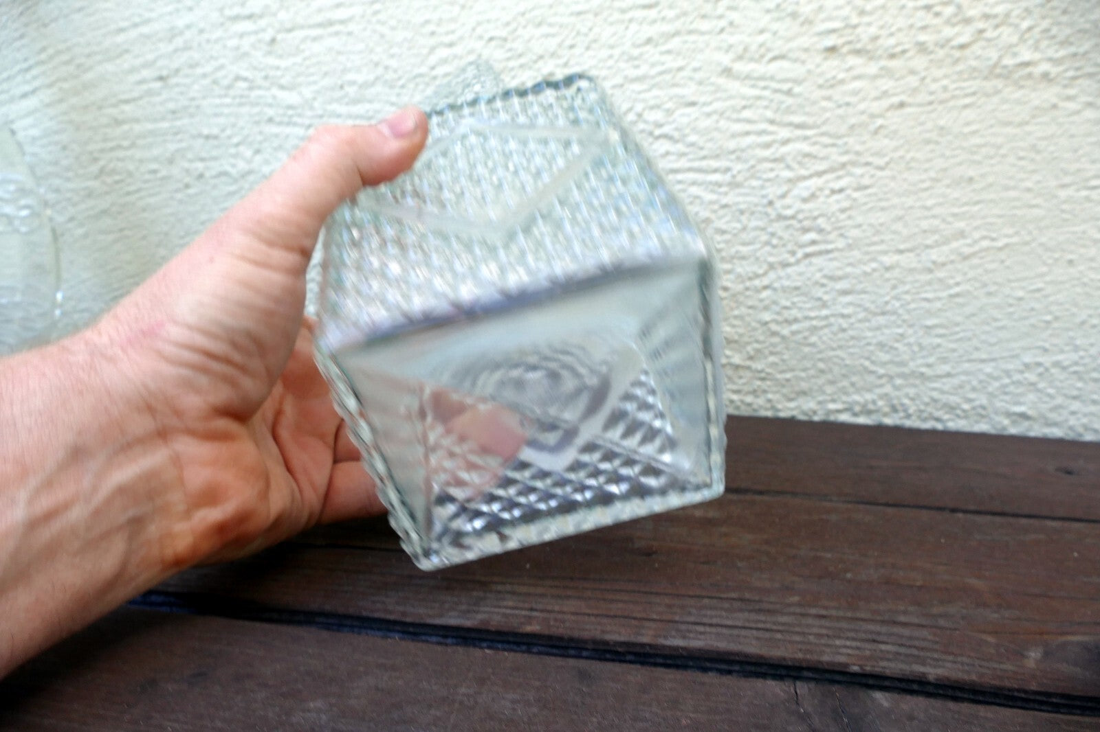 1 Litter Glass Decanter With Stopper 10" tall "GIN" square