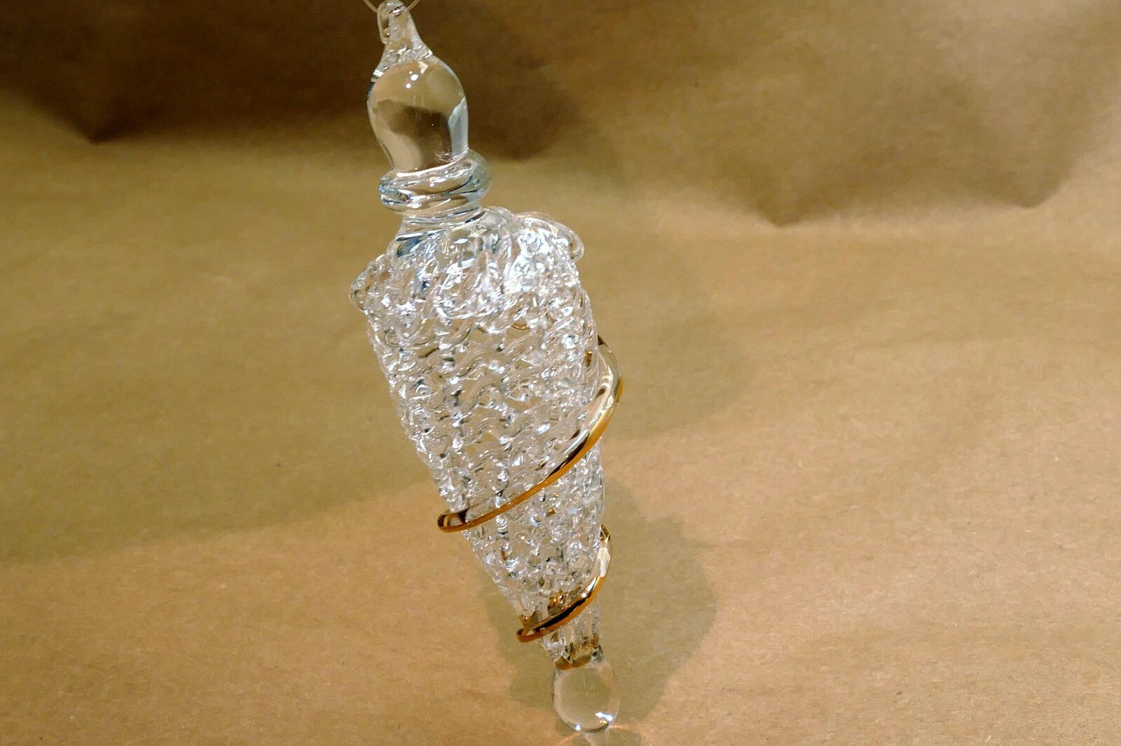 Christmas  Silvestri crystal icicle glass gold  4.5" hanging ornament