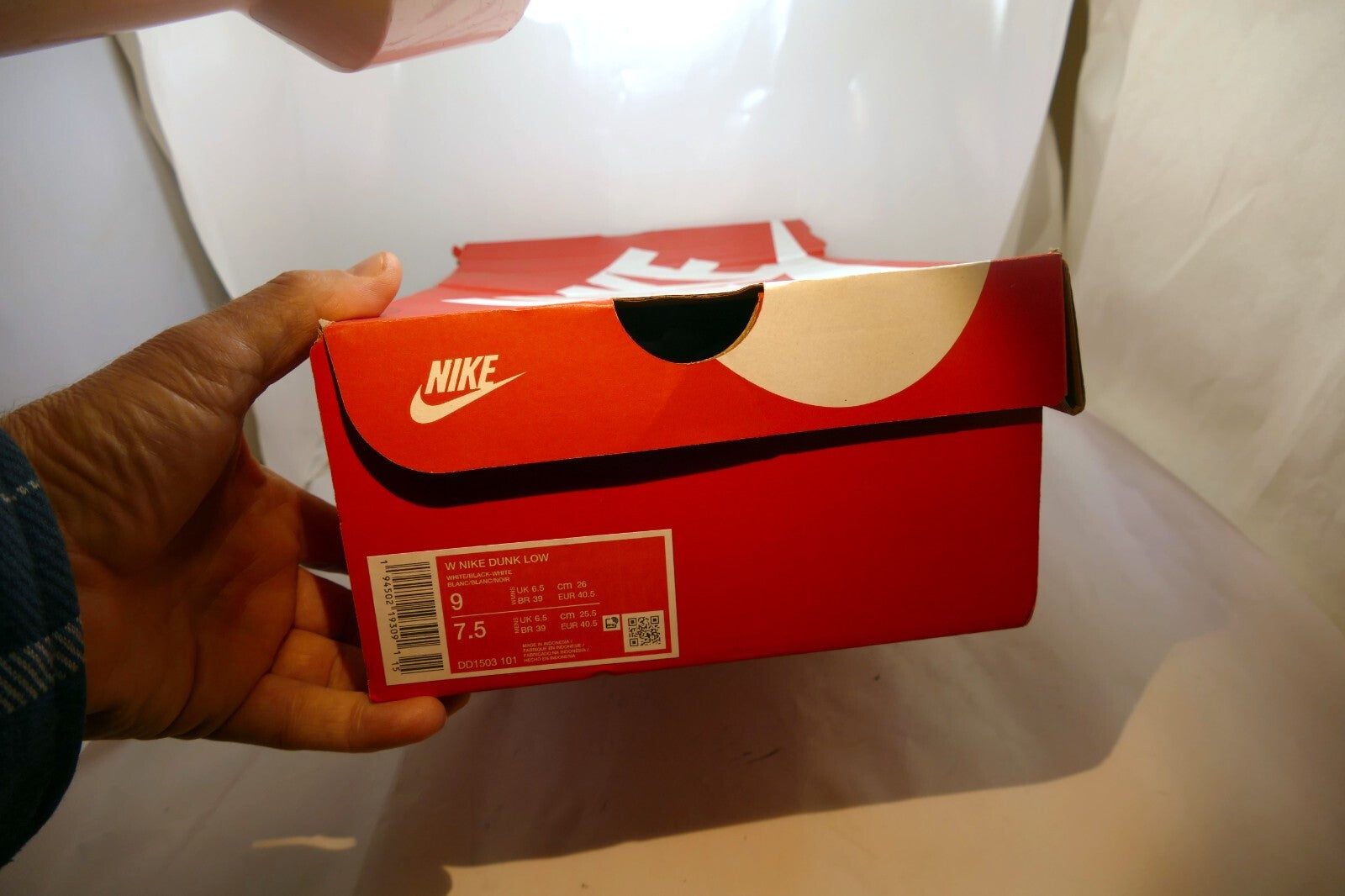 Storage BOX ONLY  Nike Dunk Low  White/Black 9 7.5  DD1503 101