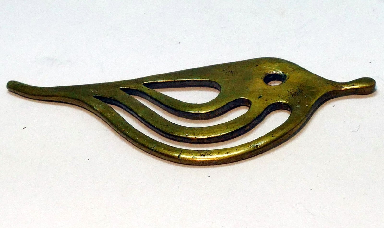 Brass magpie bird animal statue small figurine chime weight hanging 2.5"