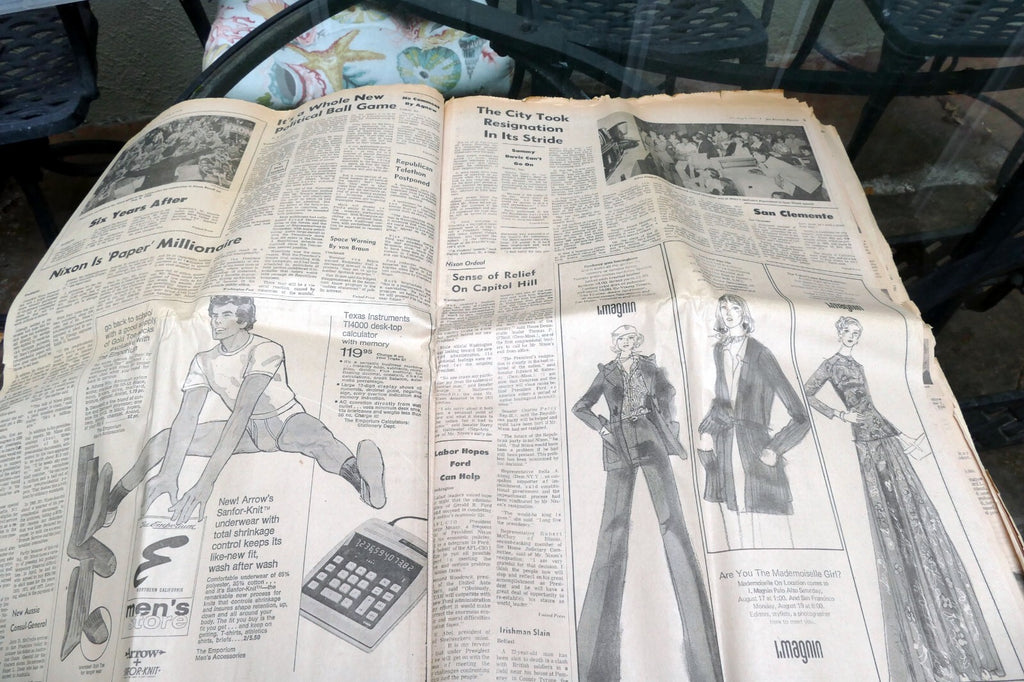 1974 San Francisco Chronicle Nixon Resigns / Watergate Boxscore Plumbers case