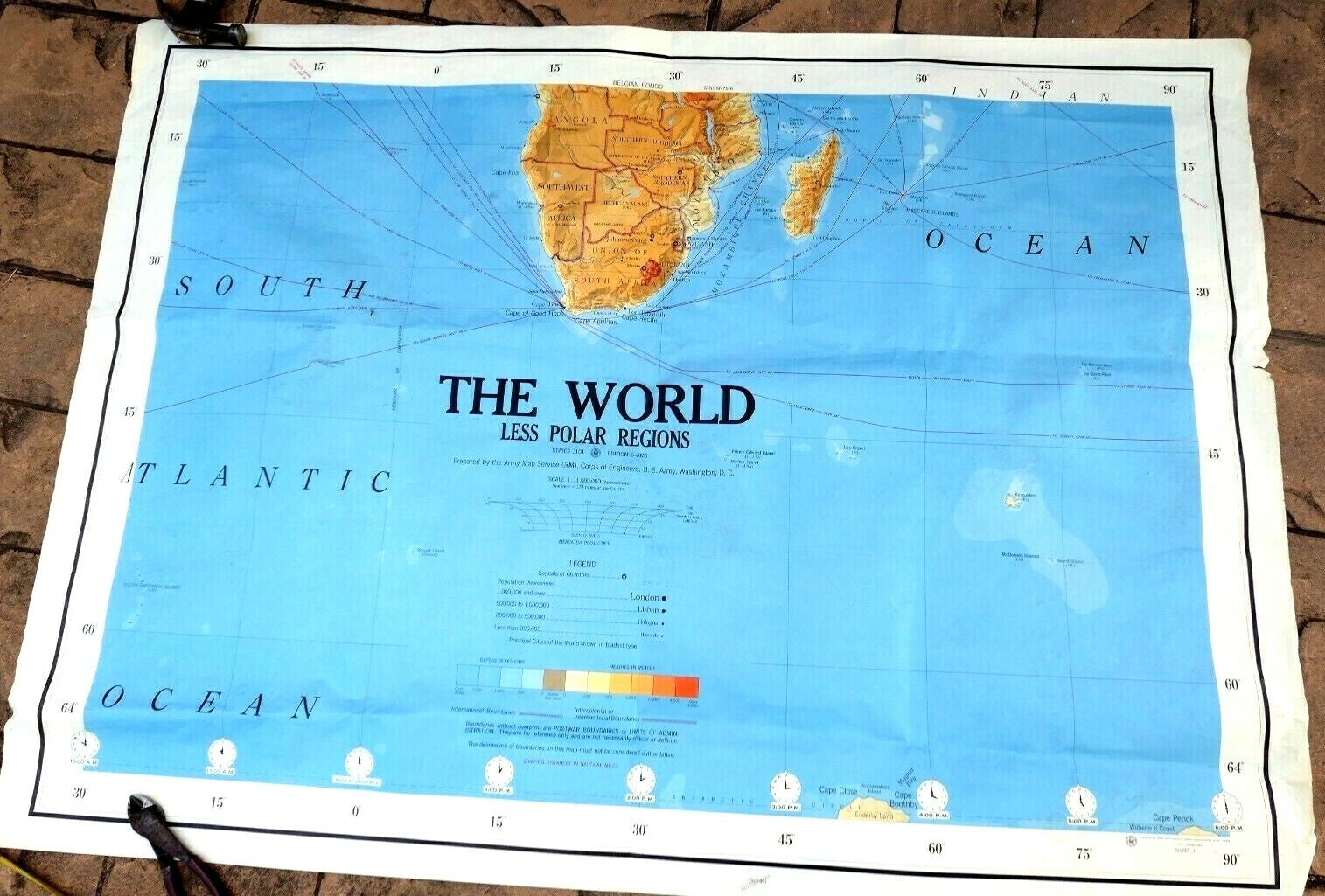 South africa s. atlantic ocean   40x56" extra large map