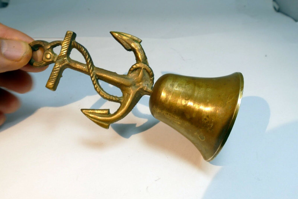 1.5" Solid Brass metal Bell with nautical Anchor missing clapper 