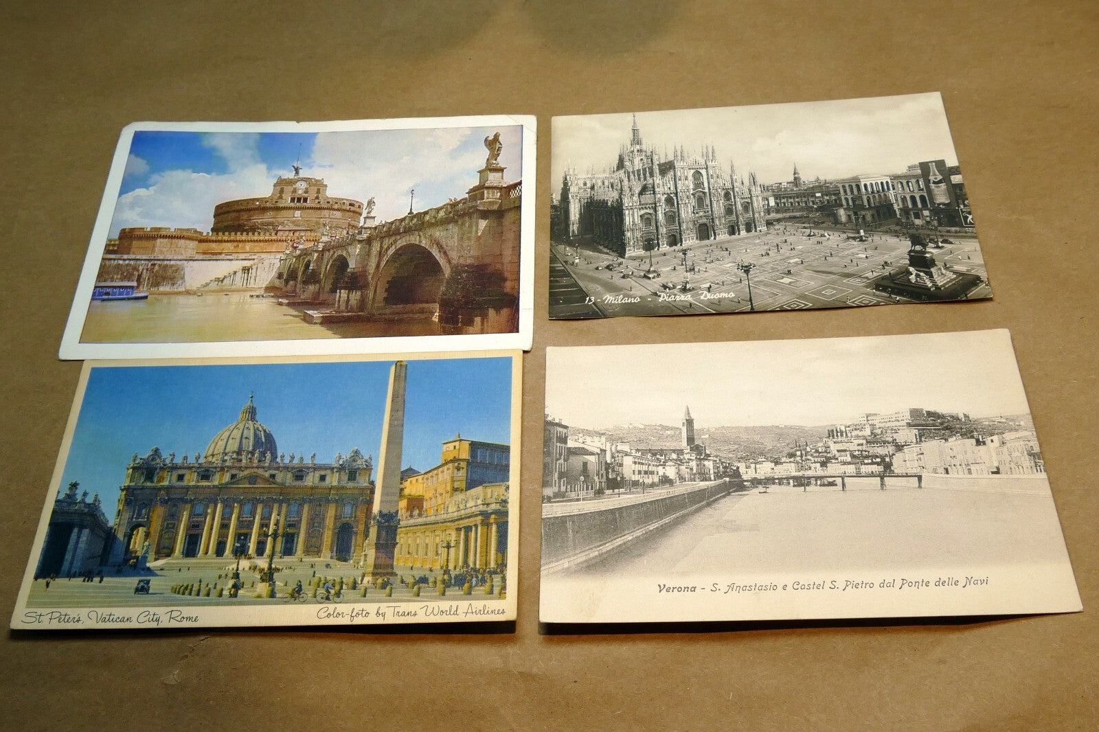 1930 50's postcard unposted italy set of 4 vatican milano verona roma lot