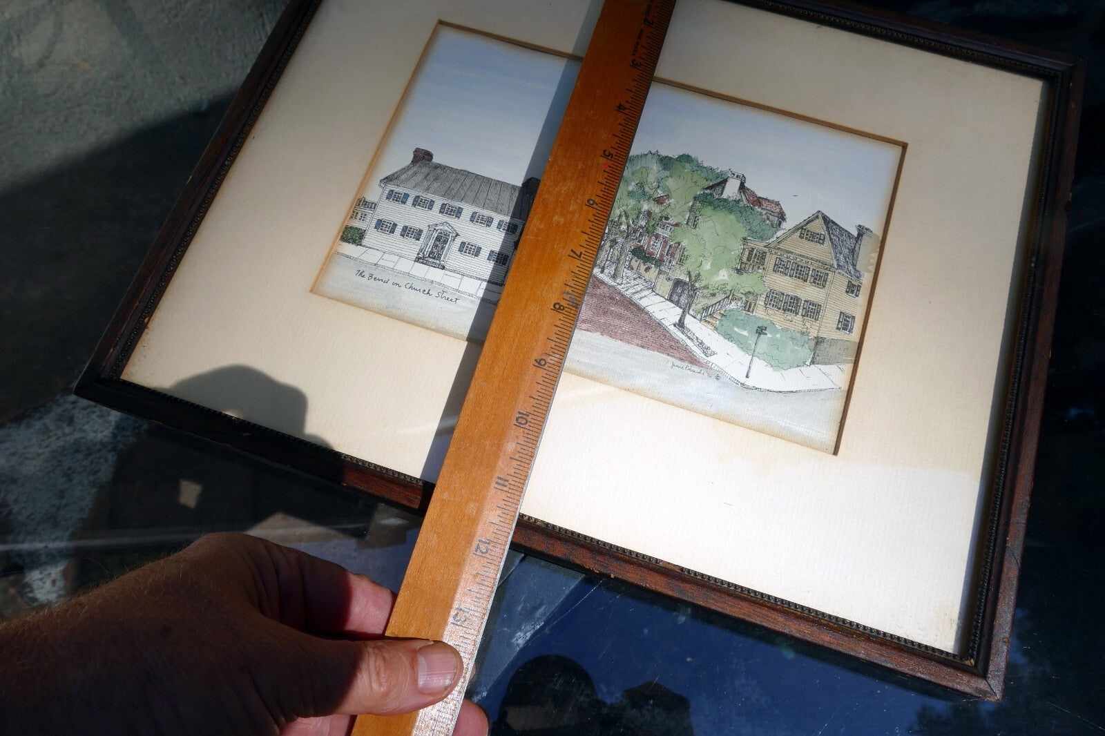Jessie Edwards - signed, framed watercolor print "The Bend on Church Street"