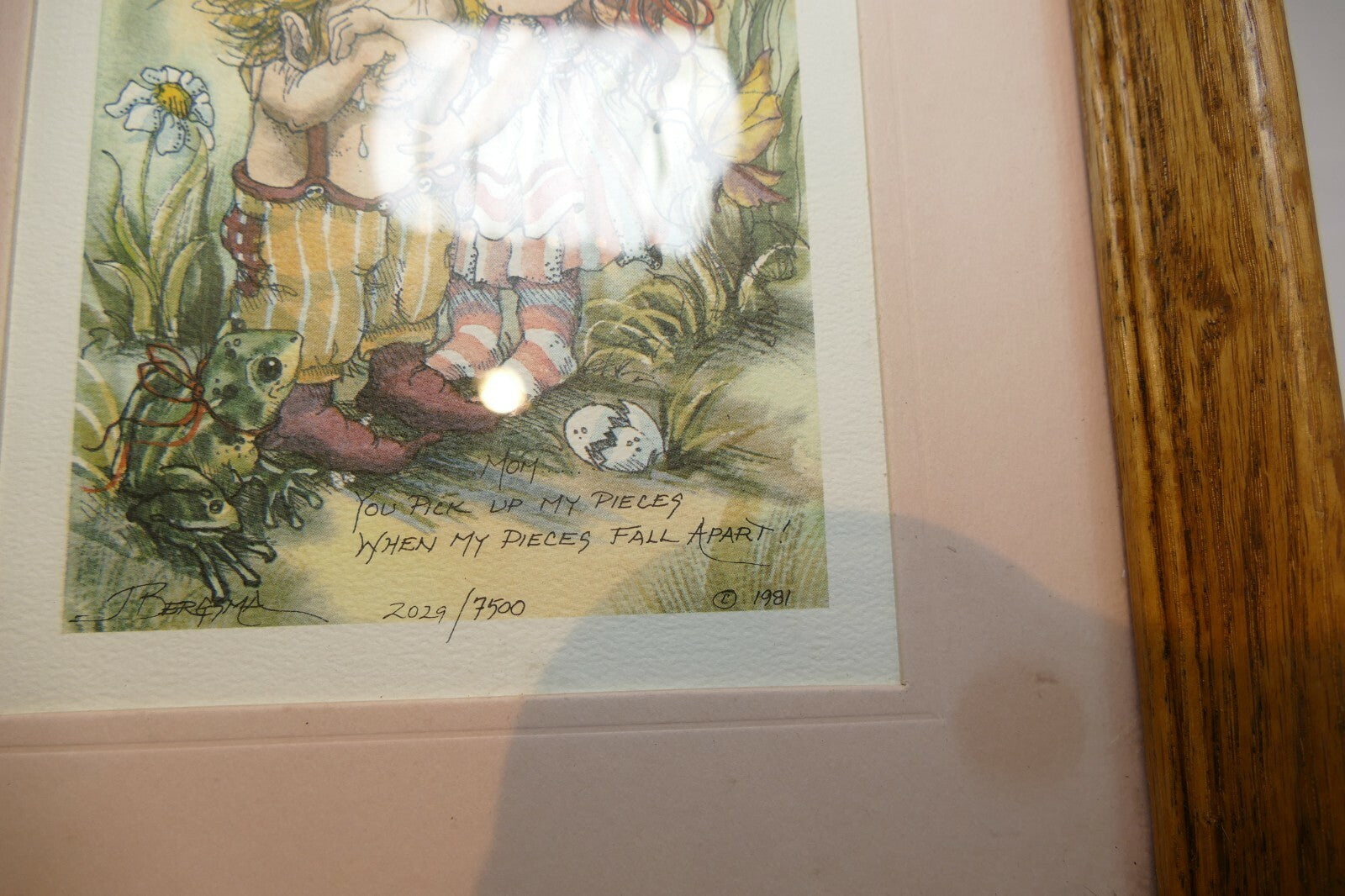 Jody Bergsma 1981 "You Pick Up My Pieces" Print 2029/7500 Framed 10X12"