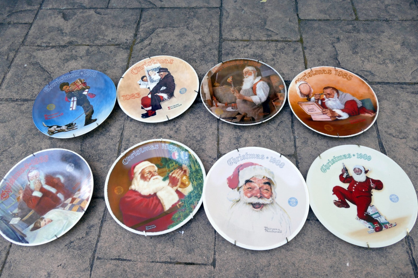 Norman rockwell "christmas series" plate knowles lot of 8 pack