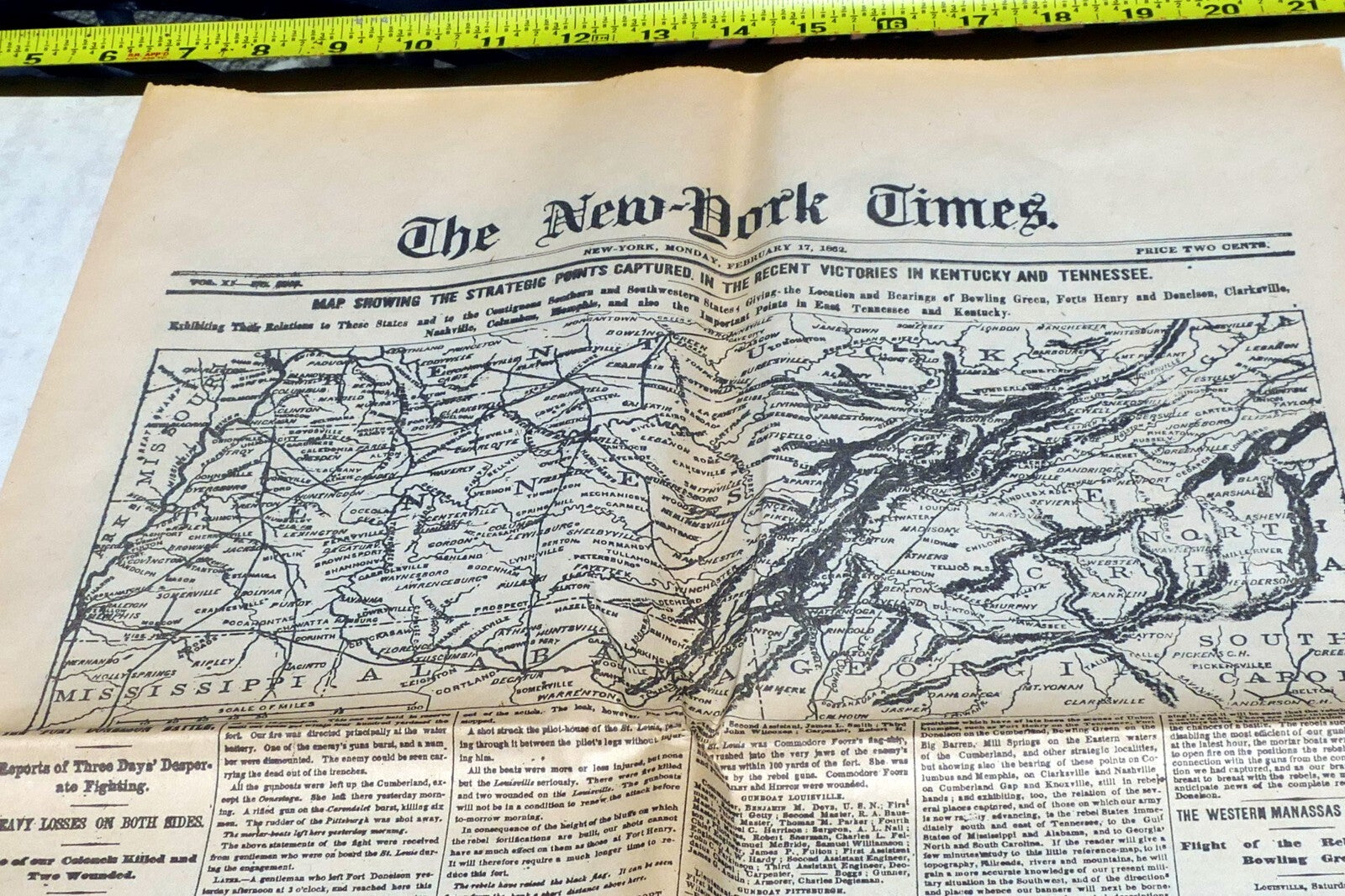 New York Times Febr. 17,  1862 Reprint Civil War Victories Kentucky & Tennessee