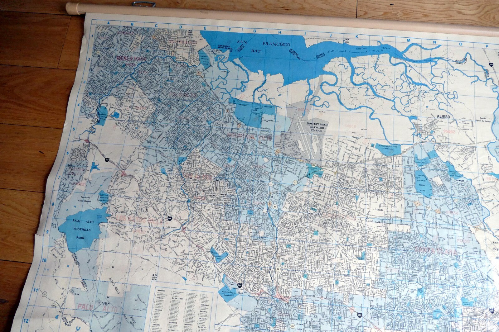 Wall Hanging Santa Clara County Map San Jose Silicon Valley USA 58X42" Ex  Large