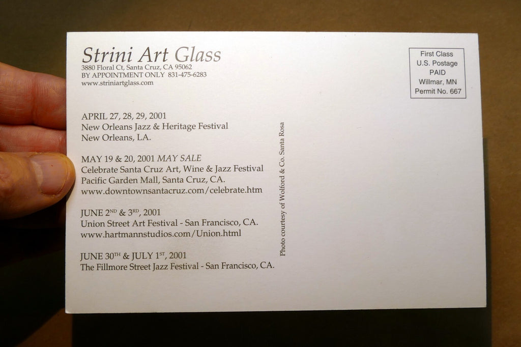 Strini Art Glass  2001 Sale festival Add Postcard, unposted