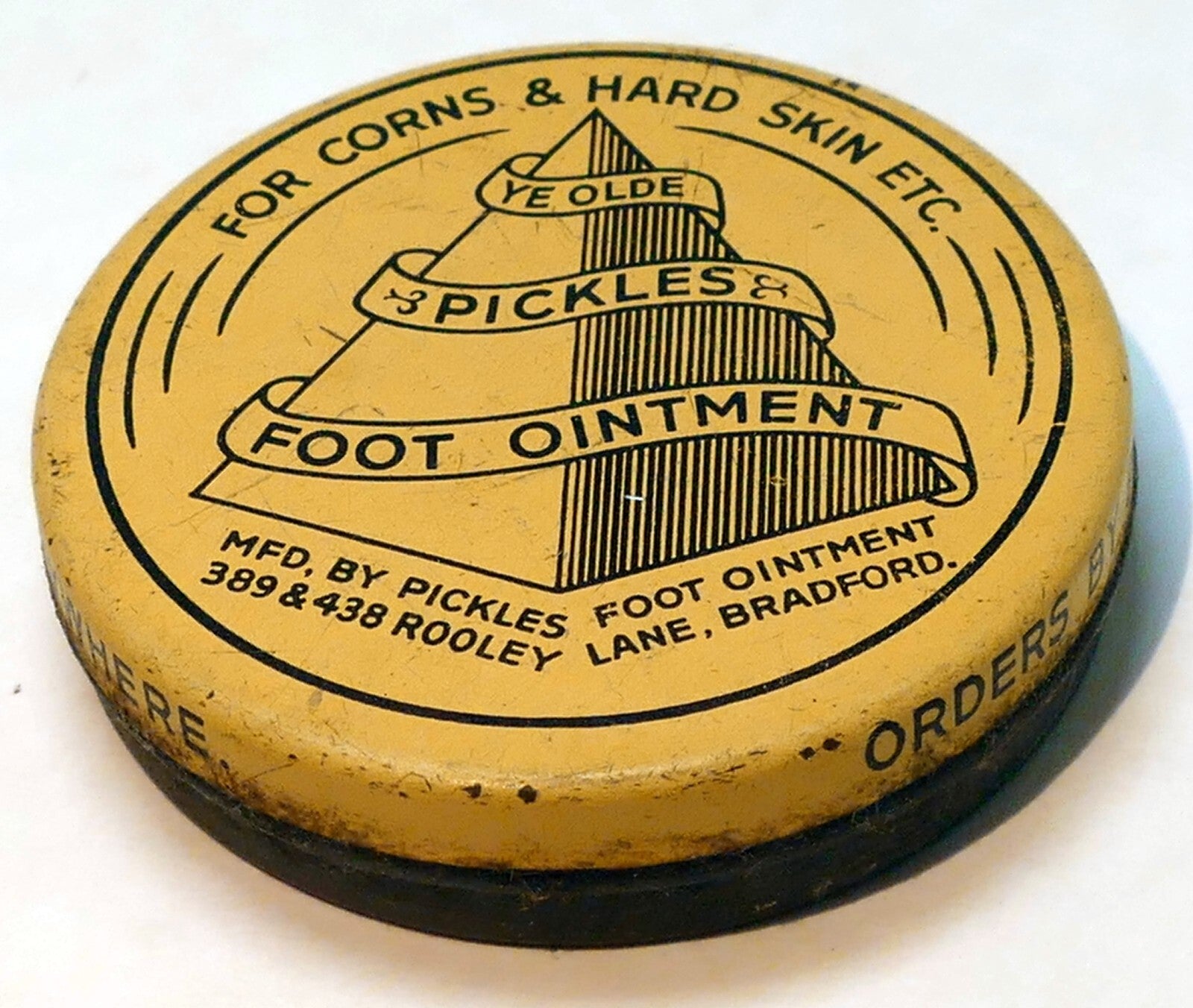 Tin ye olde pickles foot ointment for corns pharmaceutical remedy bradford uk