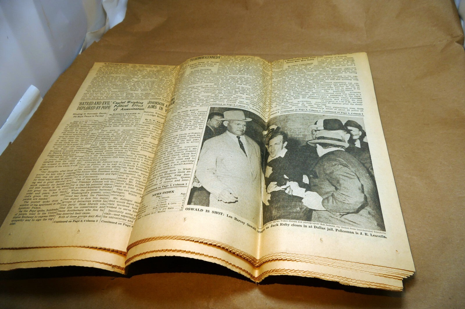 The New York Times November 25, 1963 JFK Death, Lee H. Oswald Shot by Jack Ruby