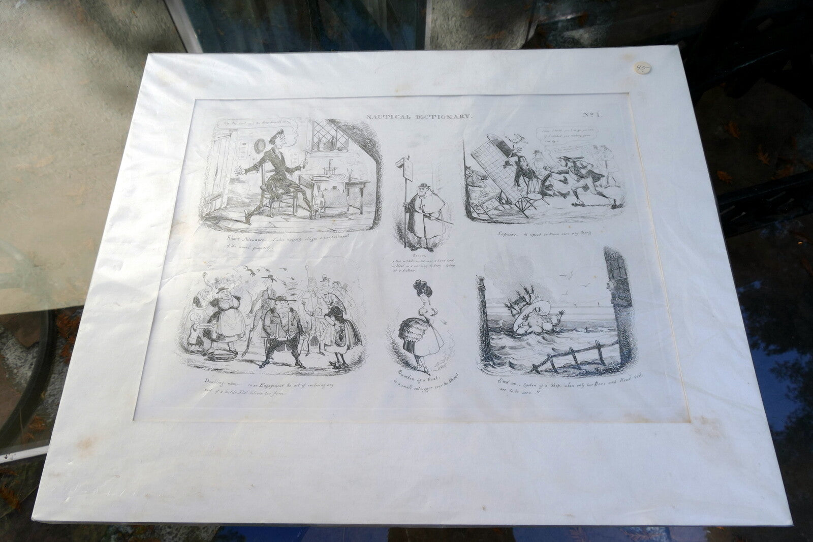 NAUTICAL DICTIONARY No 1 HENRY HEATH CARICATURE PRINT  1840 Victorian navy UK