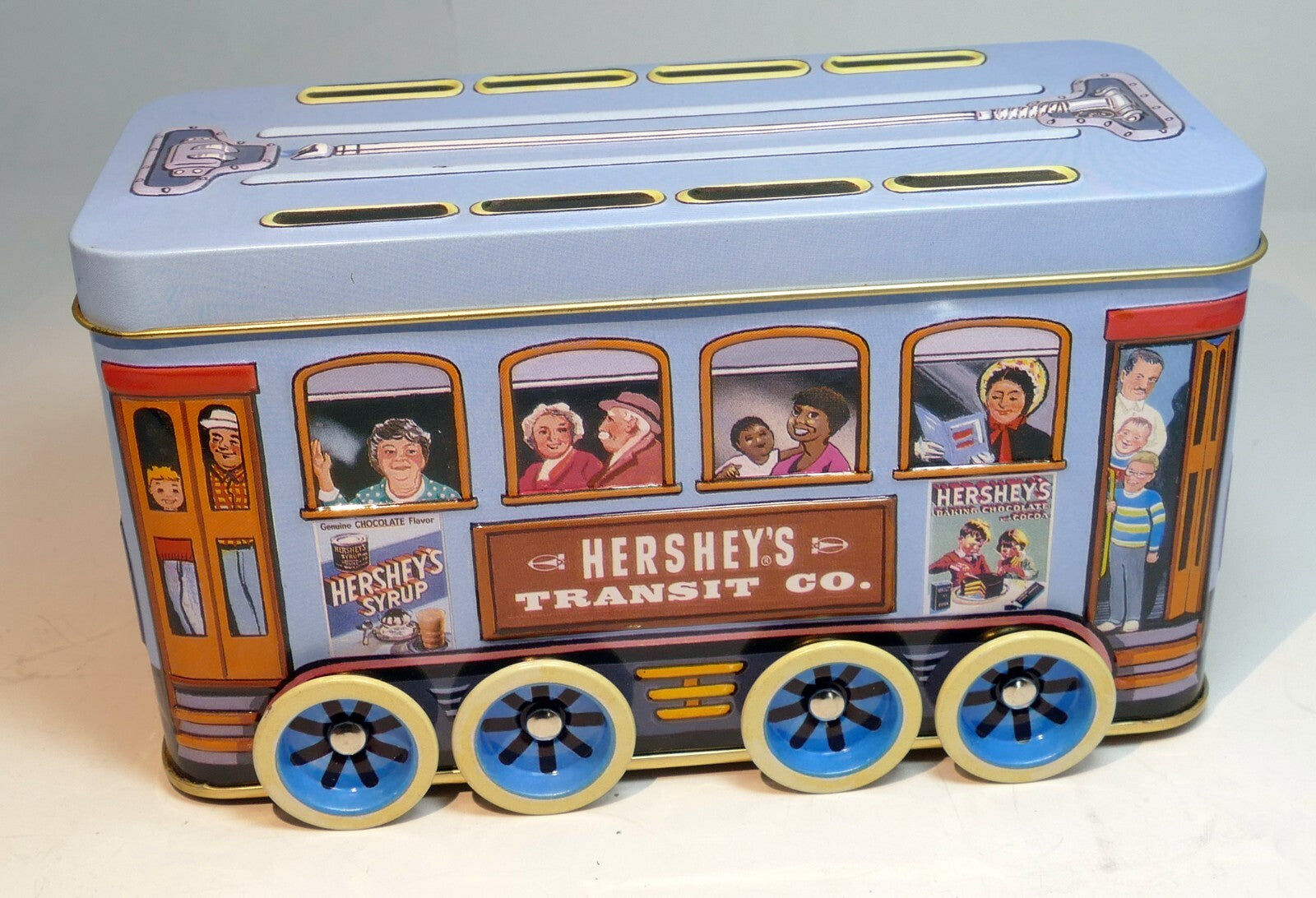 Hershey's transit co. vehicle series canister #2 trolley tin metal with wheels