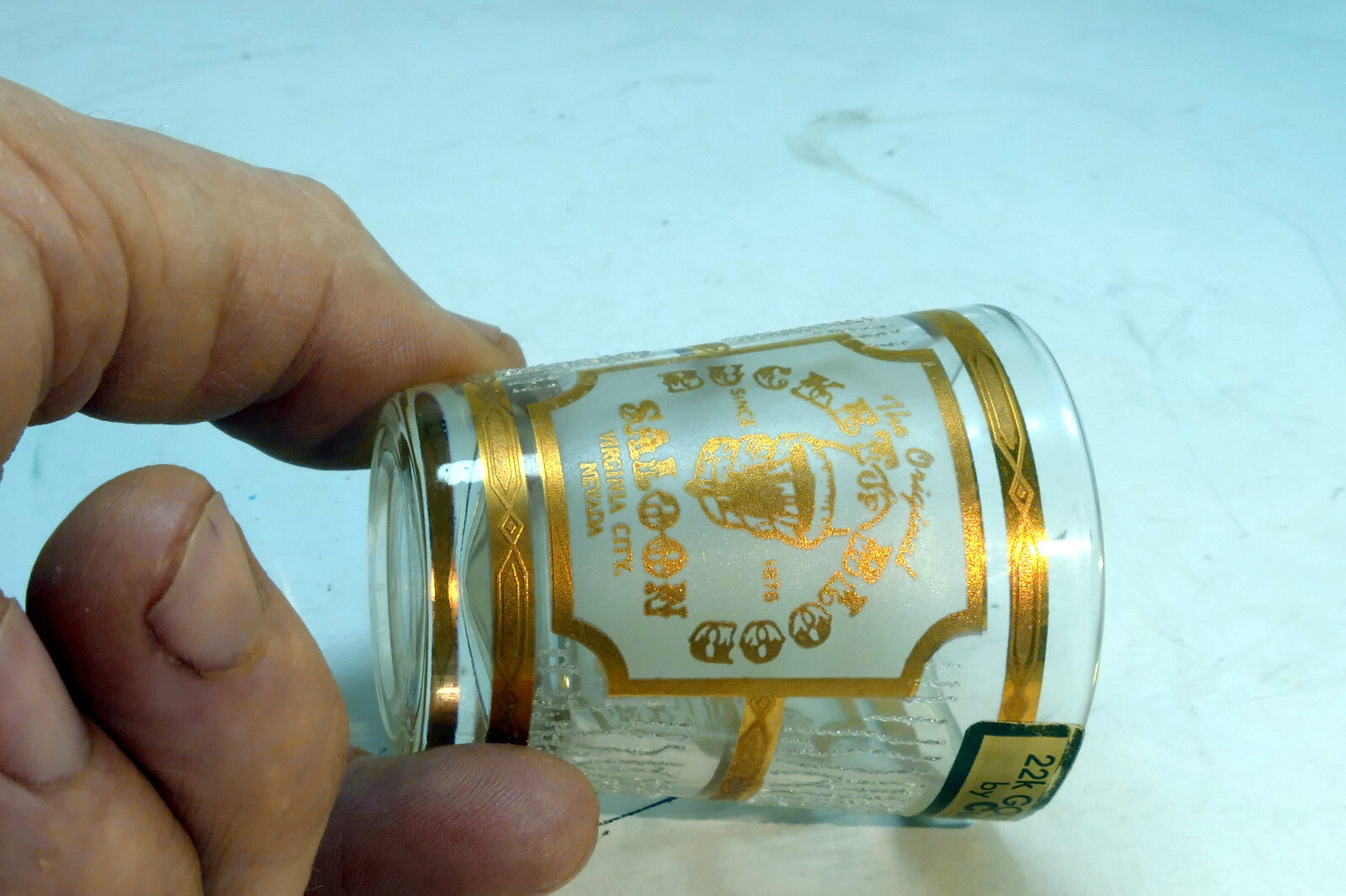 Bucket Blood Saloon 1876 Virginia City Nevada USA Shot Glass 22k Gold Culver