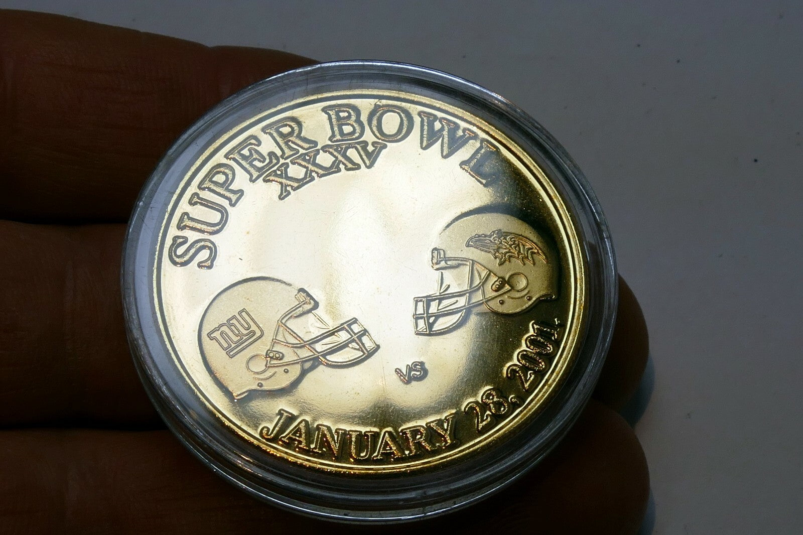 Super Bowl xxxv token 2001 Tampa Florida Giants vs Ravens  round