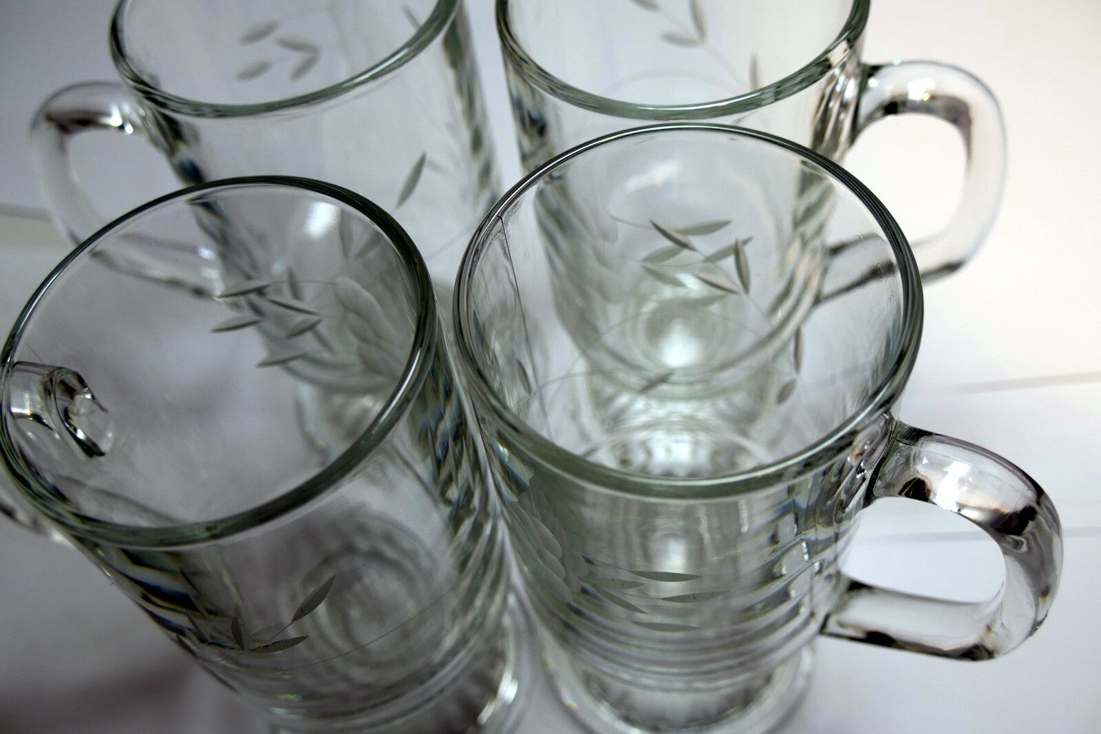 Princess House Heritage Irish Coffee Mugs handled glasses 4 etched footed #504
