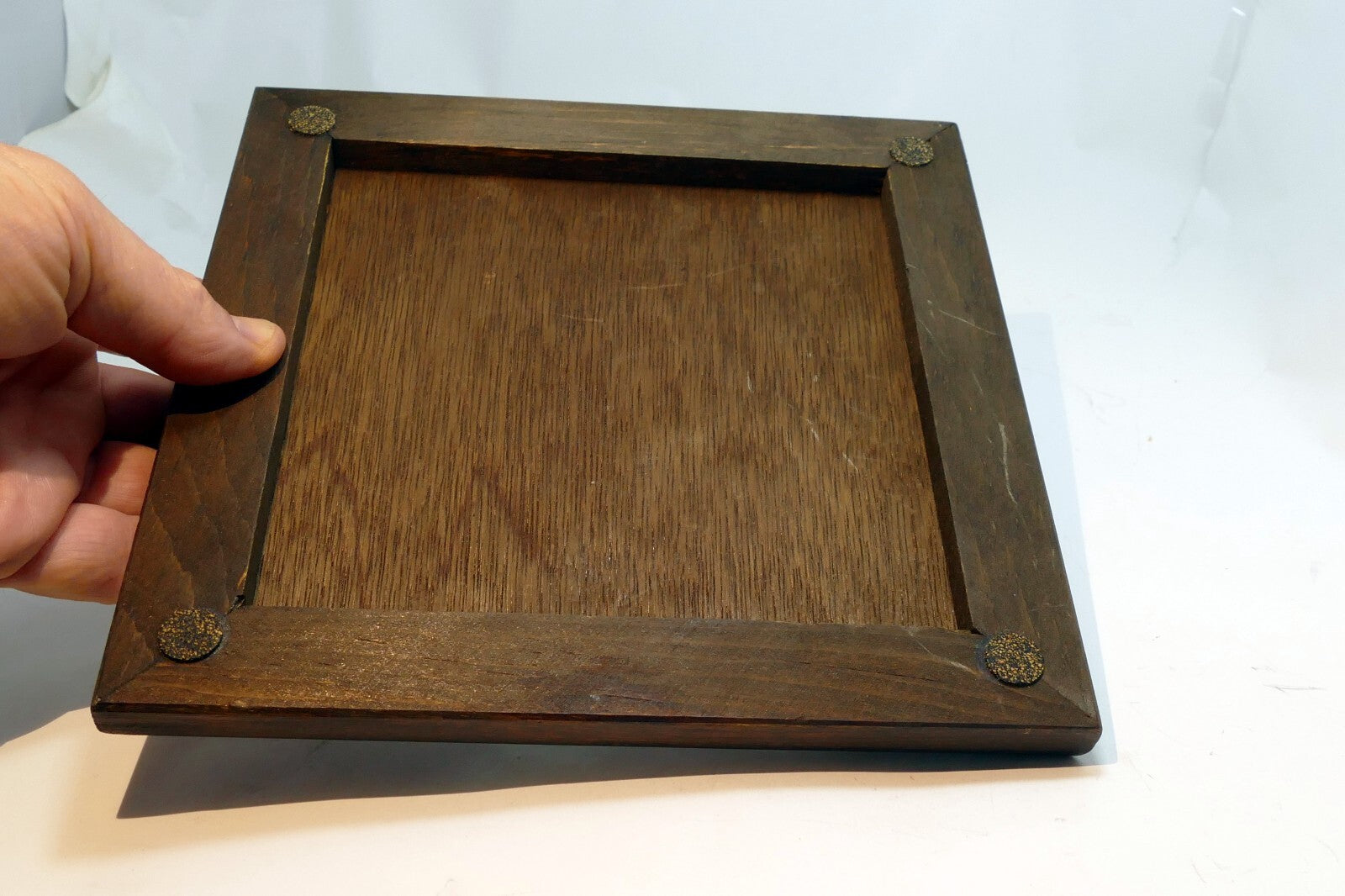 S. Marco Italy Ceramic Floral Flower Tile Trivet Wood Frame Rustic