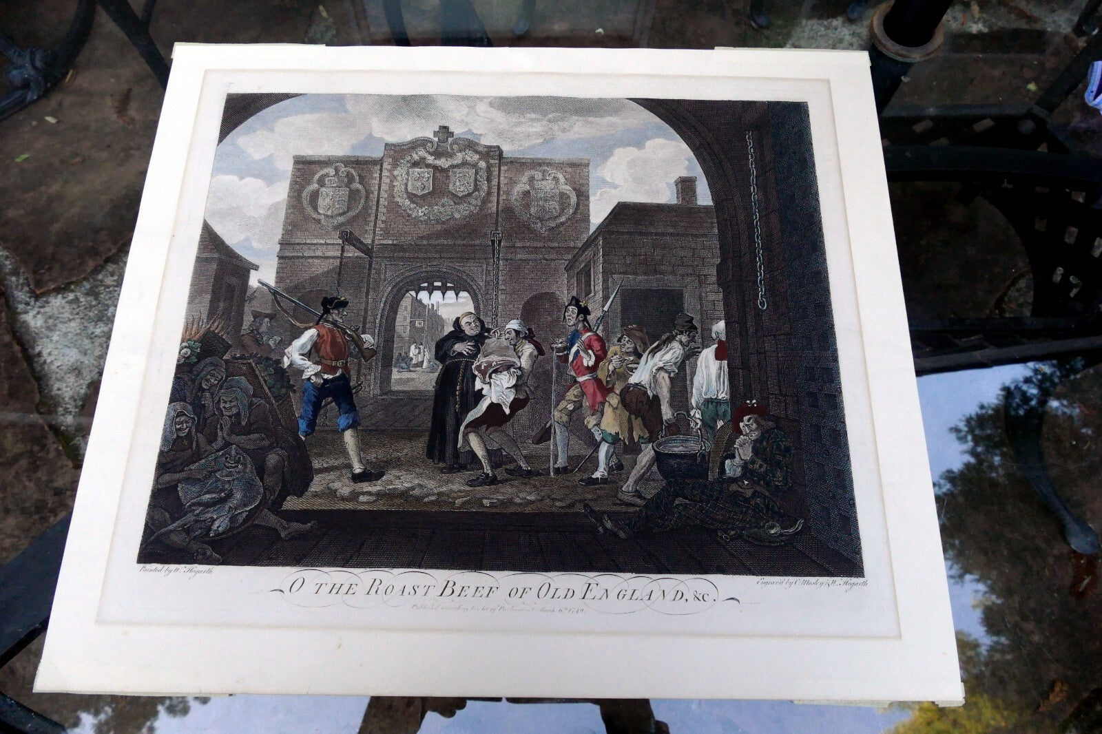 Gate of Calais England 1749  Print William Hogarth Antique Steel Engraving