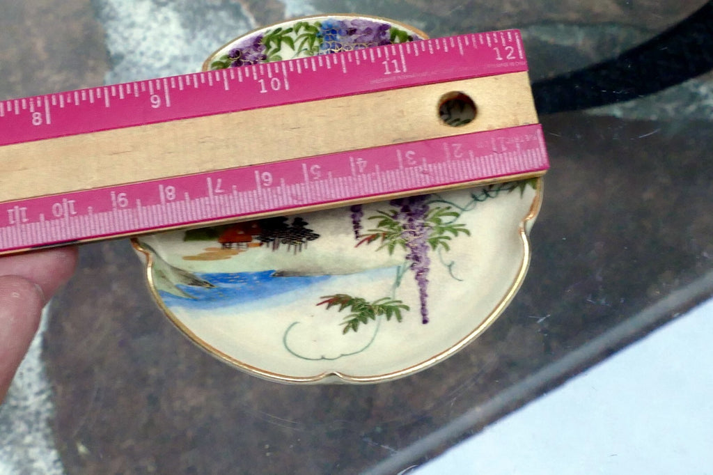 Koshida Japan Porcelain China Wisteria W/ Gold Rim Decorated Plate Tea 3.5" OD