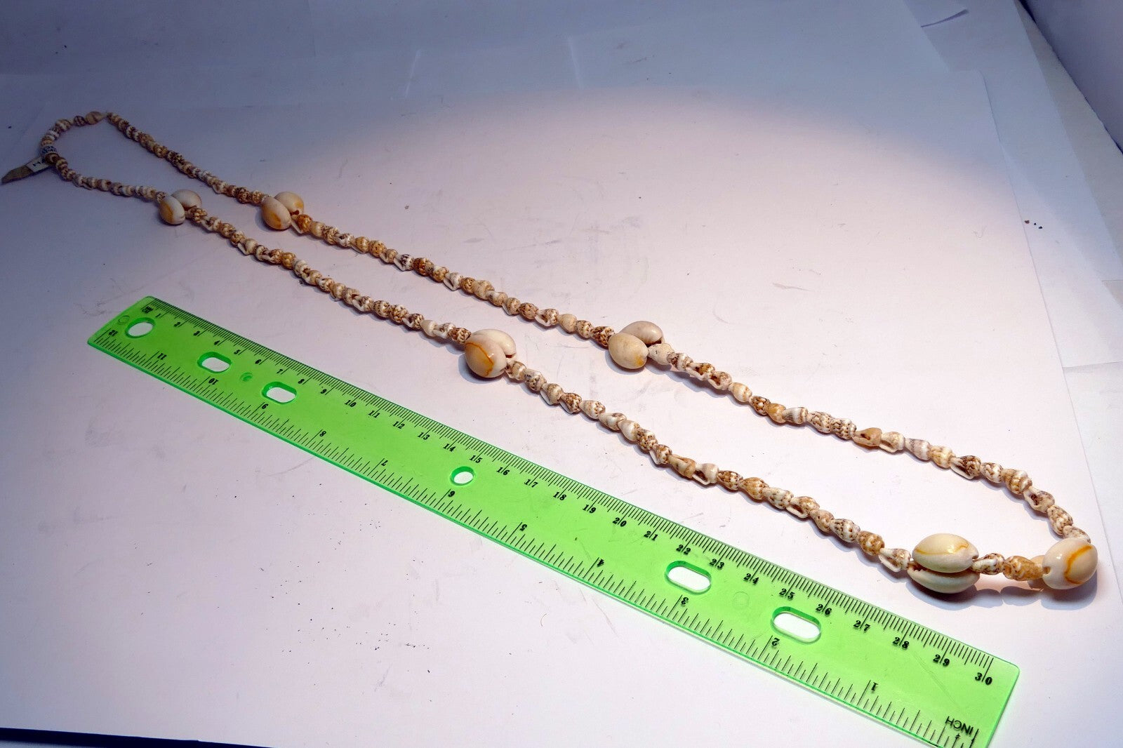 Cowrie Shell 17" Necklace Lei Jewelry Boho Surfer Yellow-White glossy