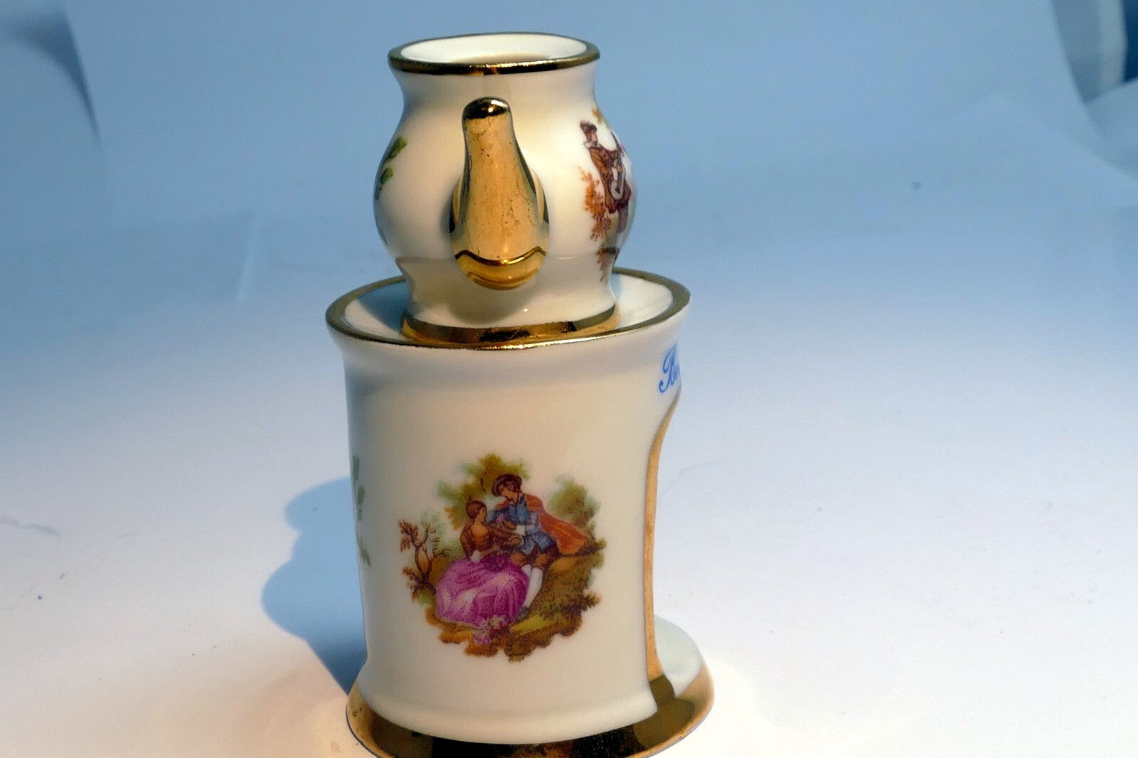 Miniature Limoges France Porcelain Tea Pot Pitcher Candle Warmer  Bonne Nuit