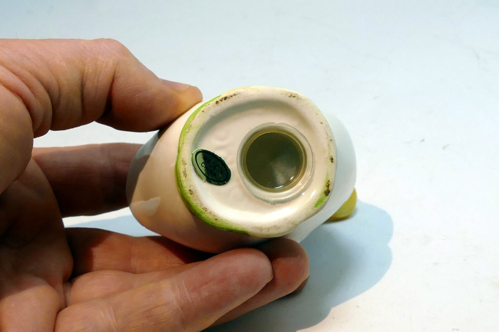 Salt Shaker White Goose Duck Blue Ribbon Ceramic Pre-owned