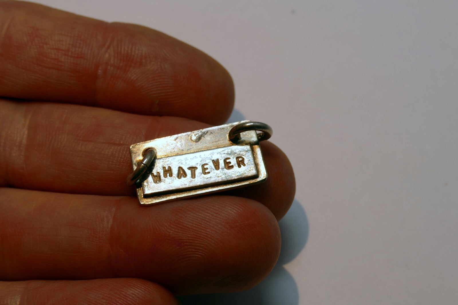 Silver Color Script Word WHATEVER Charm Pendant Necklace for Women