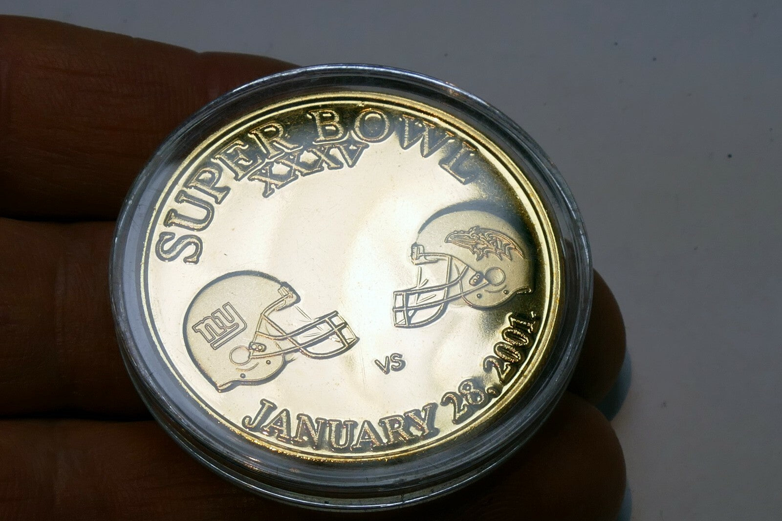 Super Bowl xxxv token 2001 Tampa Florida Giants vs Ravens  round