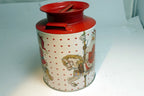 Metal Tin Christmas Round Serving Cookie Jar Container  Santa Carousel GIORDANO