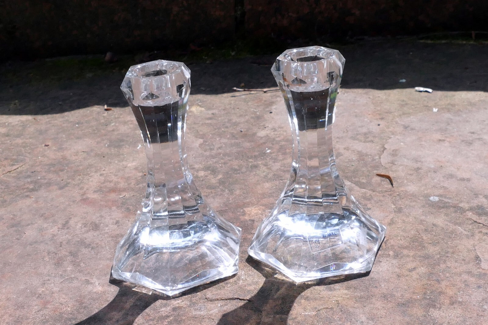 TOWLE Set of 2 Clear Lead Crystal Candle Stick Holders made Austria 5" lot