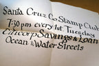 Santa Cruz Stamp Club Sign advertisement Add