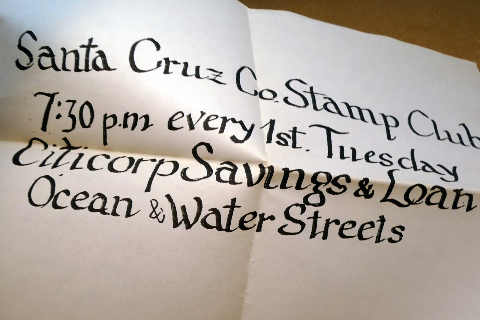 Santa Cruz Stamp Club Sign advertisement Add