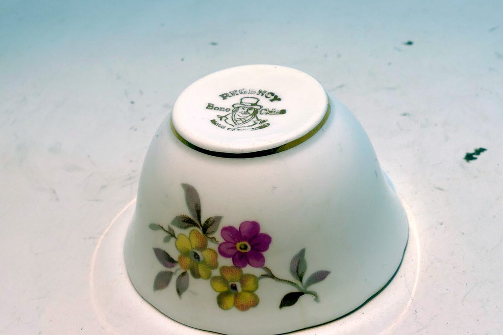 REGENCY ENGLISH BONE CHINA SUGAR BOWL Yellow and Pink