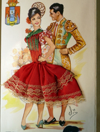 Andalucia 1970's postcard unposted alcala madrid embroidered dress flamenco